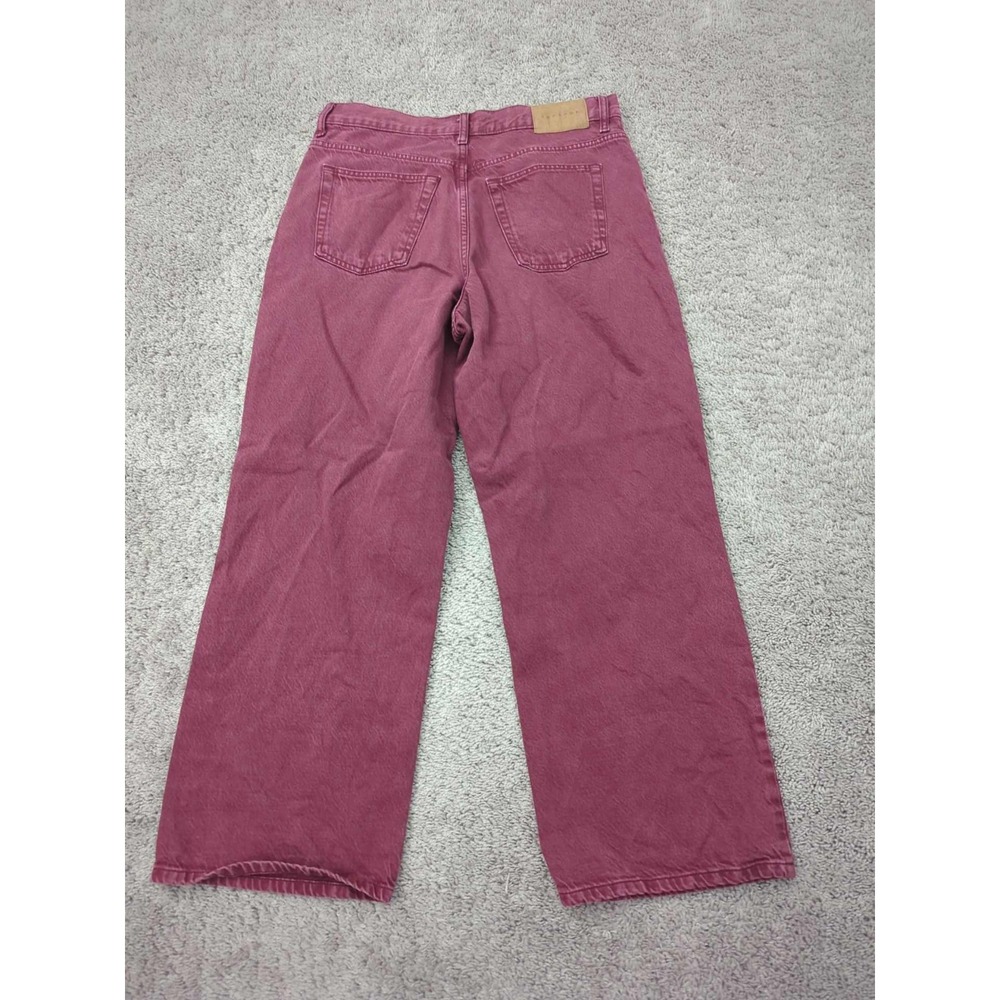 Topshop‎ Jeans Womens 30x27 Red Denim High Rise Straight Leg 90s Retro Classic - Picture 6 of 9